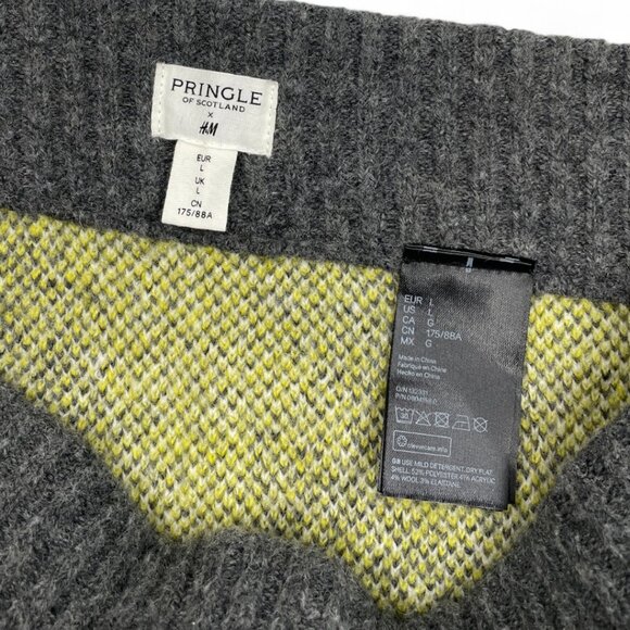 Pringle Of Scotland H&M Wool Blend Argyle Diamond Pattern Shirt Women's Large - Picture 9 of 10